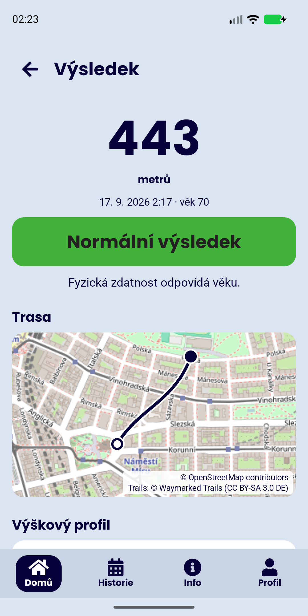 6 minut pro zdraví — výsledek chůze s trasou